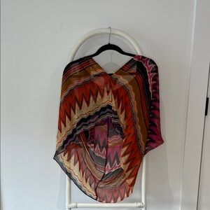 Olive Olivia Sheer Zigzag Tunic - Pink, Orange & Brown